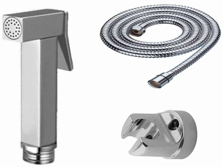 Kaveri Health Faucet Squaro with C.P Hook and 1.5m C.P Shower Tube
