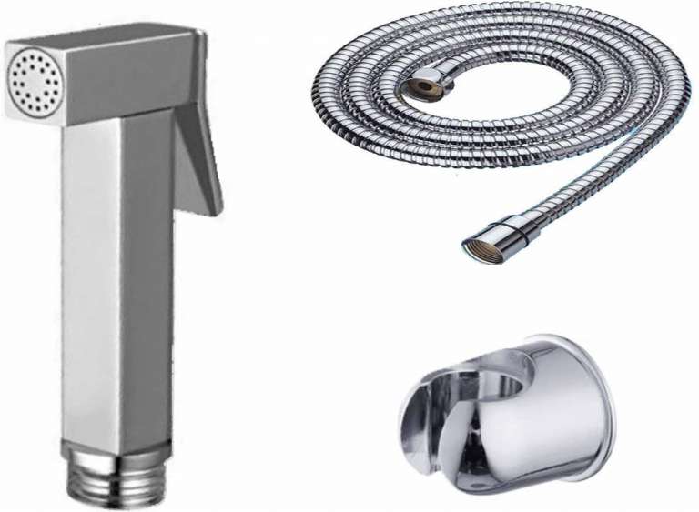 Kaveri Health Faucet Squaro with C.P Hook and 1.5m C.P Shower Tube
