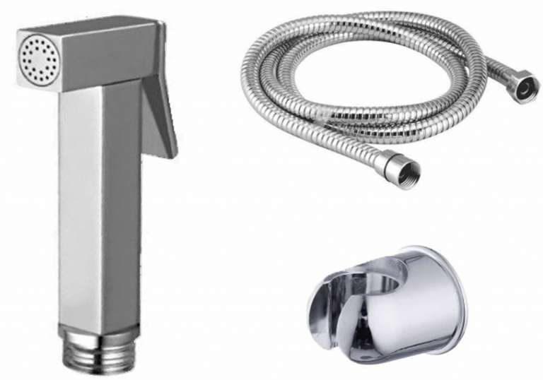 Kaveri Health Faucet Squaro with C.P Hook and 1m C.P Shower Tube