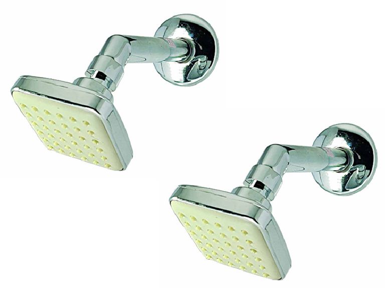 Overhead Shower 3x3 Stella with 7" Inch Round Shower Arm and C.P Flange(Set of 2)