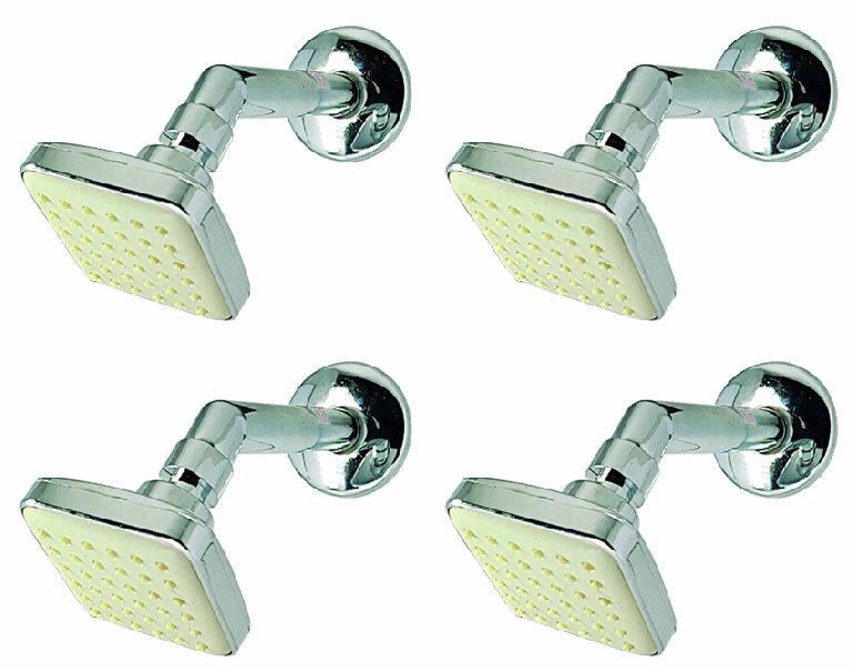 Overhead Shower 3x3 Stella with 7" Inch Round Shower Arm and C.P Flange(Set of 4)