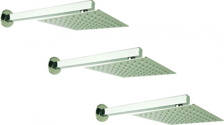 Overhead Shower 8x8 Ultra Slim with 18" inch Square Shower Arm and C.P Flange (Set of 3pcs)